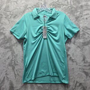 Peter Millar Polo Shirt Womens Medium Aqua Blue Element Wicking Golf UPF 50+